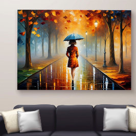 抽象芸術鮮やか秋紅葉雨通り キャンバスプリント