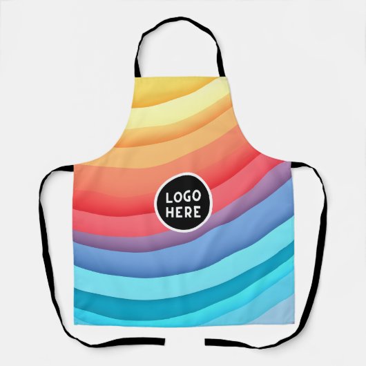 抽象芸術鮮やか虹の波 | ロゴの追加 エプロン (正面)