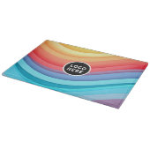 抽象芸術鮮やか虹の波 | ロゴの追加 カッティングボード (角)