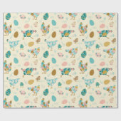 抽象芸術鶏とイースターエッグのシームレスなパターン ラッピングペーパー (フラット)