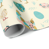 抽象芸術鶏とイースターエッグのシームレスなパターン ラッピングペーパー (ロールコーナー)
