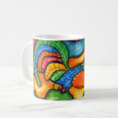 抽象芸術鶏の鳥獣カラフル術 コーヒーマグカップ (正面左)
