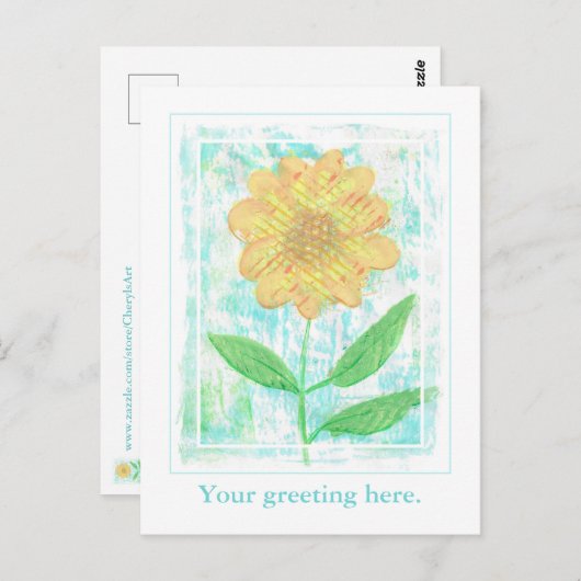 抽象芸術黄かわいらしデイジーはがき ポストカード (正面/裏面)