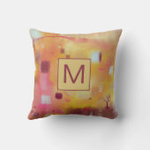 抽象芸術黄モダンモノグラム クッション (裏面)