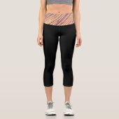 抽象芸術黄モダン金ゴールドピンクブラック カプリレギンス (正面)