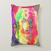 抽象芸術黄桃色フローラ絵画 アクセントクッション (正面(垂直))