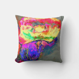 抽象芸術黄桃色フローラ絵画 クッション