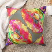 抽象芸術黄桃色フローラ絵画 クッション (ブランケット)