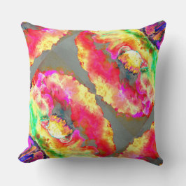 抽象芸術黄桃色フローラ絵画 クッション