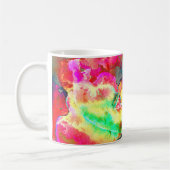 抽象芸術黄桃色フローラ絵画 コーヒーマグカップ (左)