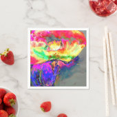 抽象芸術黄桃色フローラ絵画 スタンダードカクテルナプキン (インサイチュ)