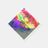 抽象芸術黄桃色フローラ絵画 スタンダードカクテルナプキン (角)