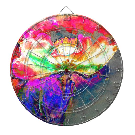 抽象芸術黄桃色フローラ絵画 ダーツボード (正面)