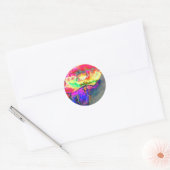 抽象芸術黄桃色フローラ絵画 ラウンドシール (封筒)