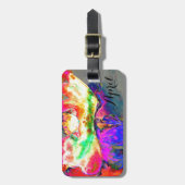 抽象芸術黄桃色フローラ絵画 ラゲッジタグ (正面縦)