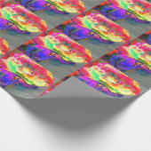 抽象芸術黄桃色フローラ絵画 ラッピングペーパー (角)