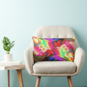 抽象芸術黄桃色フローラ絵画 ランバークッション (椅子)