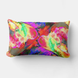 抽象芸術黄桃色フローラ絵画 ランバークッション