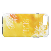 抽象芸術黄水色スプラッシュ及びサンゴ礁 Case-Mate iPhoneケース (裏面(横))