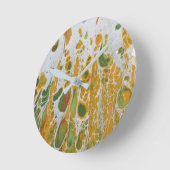 抽象芸術黄緑 ラウンド壁時計 (傾斜)