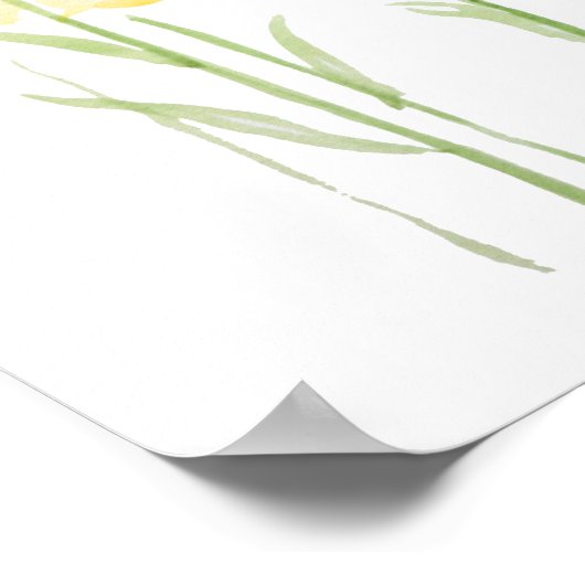 抽象芸術黄色の一般的な矢印の花の水色1 ポスター (角)