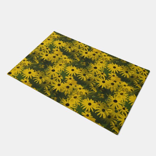 抽象芸術黄色の花のパターン+アイディア ドアマット (アングル)
