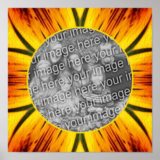 抽象芸術黄色の茶色のフレーム独自の写真を作成 ポスター (正面)