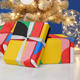 抽象芸術黄色はっきりした赤色の幾何学模様 ラッピングペーパー