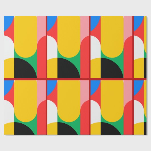 抽象芸術黄色はっきりした赤色の幾何学模様 ラッピングペーパー (フラット)