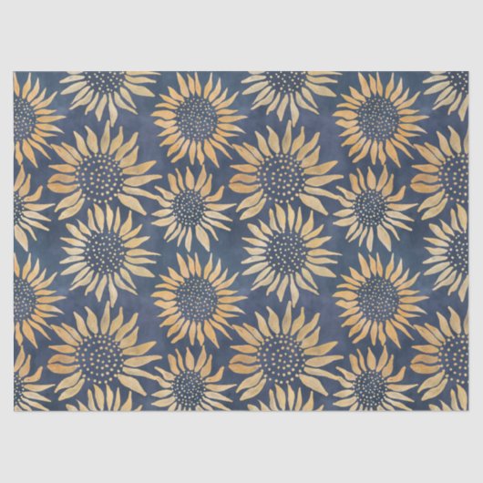抽象芸術黄色ひまわり青いデコページ 薄葉紙 (正面)