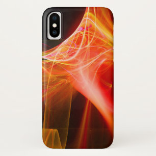 抽象芸術黄色オレンジフラクタル渦巻き iPhone X ケース