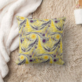 抽象芸術黄色フラクタル クッション (ブランケット)