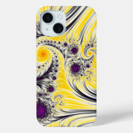 抽象芸術黄色フラクタル iPhone 15ケース