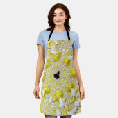 抽象芸術黄色対称フラクタル エプロン (着用した状態)