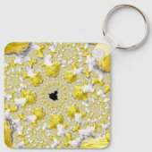 抽象芸術黄色対称フラクタル キーホルダー (裏面)