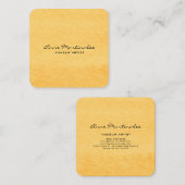 抽象芸術黄色金ゴールド水色 スクエア名刺 (正面/裏面)