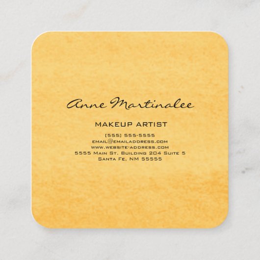 抽象芸術黄色金ゴールド水色 スクエア名刺 (裏面)