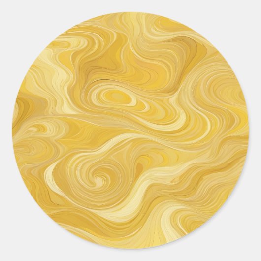 抽象芸術黄色 ラウンドシール (正面)