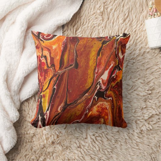 抽象芸術黄色、赤、オレンジで火枕 クッション (ブランケット)