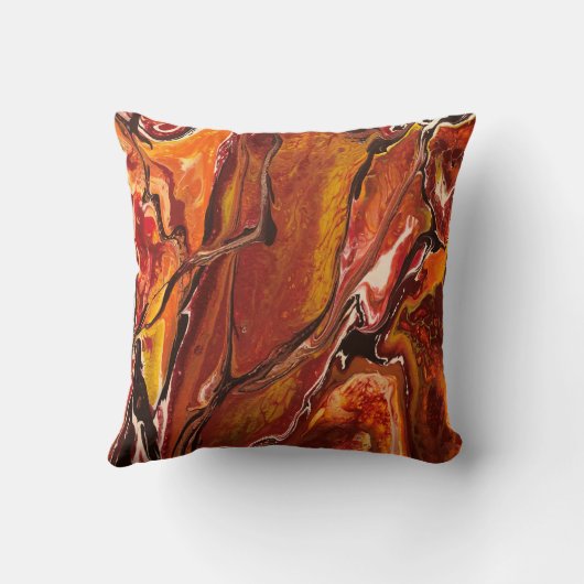 抽象芸術黄色、赤、オレンジで火枕 クッション (裏面)