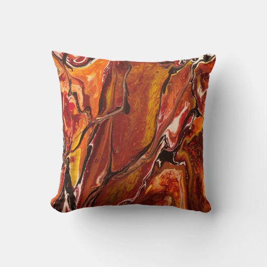 抽象芸術黄色、赤、オレンジで火枕 クッション (正面)