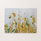 抽象芸術黄、銅、緑 ジグソーパズル (横)