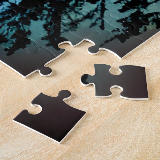 抽象芸術黒い木(紫と黄色) ジグソーパズル (側面)