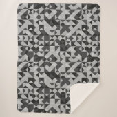 抽象芸術黒と灰色の幾何学的モザイクモダン シェルパブランケット (正面)