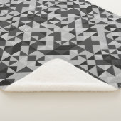 抽象芸術黒と灰色の幾何学的モザイクモダン シェルパブランケット (3/4)