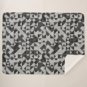 抽象芸術黒と灰色の幾何学的モザイクモダン シェルパブランケット (正面(横))