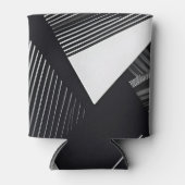 抽象芸術黒と白の暗い幾何学的パターン 缶クーラー (正面)