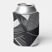 抽象芸術黒と白の暗い幾何学的パターン 缶クーラー (缶裏面)