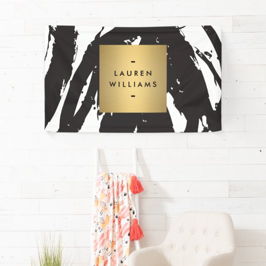 抽象芸術黒のブラシストロークのバナー 横断幕 (インサイチュ)