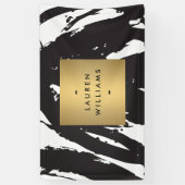 抽象芸術黒のブラシストロークのバナー 横断幕 (縦)